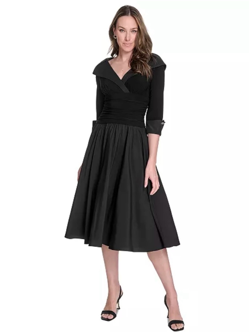 Jessica Howard Fit and Flare Party Dress Cocktail Holiday Wedding Glam Blk SZ 8